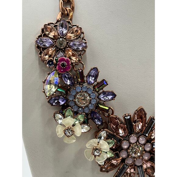 Joan Rivers Enamel Rhinestones Pink‎ Purple Language of Flowers Copper Necklace - Picture 3 of 9